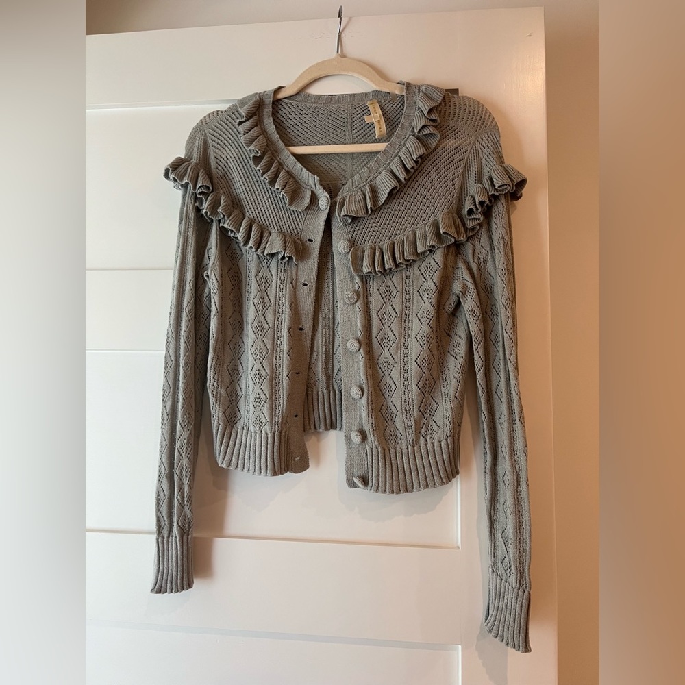 Loveshackfancy Hayden gray cardigan sweater. Size small. Worn once.